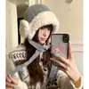 Gorro de Felpa Grueso de Invierno con Protección para las Orejas para Mujeres con Circunferencia de Cabeza Grande, Adelgazante del Rostro, Gorro de Punto Cálido, Gorro Tipo Beanie a Prueba de Frío para Ciclismo