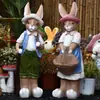 Decoração Personalizada para Jardim Externo e Pátio Casal de Desenho Animado Coelho Grande Ornamento de Chão para Jardinagem Artesanato Decoração de Varanda