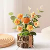 Plantas em Vasos Acabadas Transfronteiriças, Plantas em Vasos de Girassol de Tricô para o Dia do Professor, Flores Artificiais, Flores de Crochê para Alunos na Temporada de Formatura