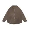 Ropa Vintage 25 Otoño Nuevo Japonés Retro Lavado Desgastado Sencillo Bordado Pana Holgada Manga Larga Camisa