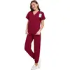 Uniformes de enfermería personalizados hechos de tela de poliéster impresa digitalmente con escote en V, ropa para dentistas, OEM de comercio exterior en lotes pequeños y dropshipping