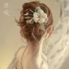 Presilha de Cabelo Floral Elegante para Mulheres, Piranha de Cabelo de Alto Padrão para a Parte de Trás da Cabeça, Presilha Super Fada Bico de Pato, Acessório de Cabelo