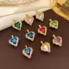 Acessórios DIY Transfronteiriços Coloridos Pingente Coração do Oceano Zircônia Microcravejada Coração de Cobre Banhado a Ouro Real Acessórios que Não Desbotam