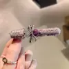 Presilha de Cabelo de Lã Roxa Doce, Suave e Elegante com Strass Brilhantes, Presilha de Franja Fashion e Versátil