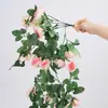 Colgante de pared de flor de rosa artificial larga, decoración de pared, ramo de enredadera de flores, flores artificiales, violetas, flores colgantes, arreglo de pared