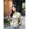 Gabardina Corta Auténtica de Otoño 26 para Mujeres Petites, Cuello Alto, Doble Botonadura, Chaqueta Holgada de Trabajo, Top de Alta Gama