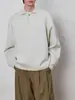 Suéter Grueso de Alta Densidad Estilo Old Money con Solapa Pequeña para Hombres y Mujeres, Tejido Holgado con Cuello de Camisa, Tejido de Alta Densidad de Manga Larga