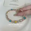 Pulsera de Diamantes Cuadrados de Color Dopamina, Estilo Europeo y Americano, Lujo Ligero, Sensación de Alta Gama, Diseño de Nicho, Joyería para el Viaje Diario para Mujeres