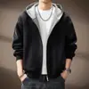 Jaqueta Moletom com Capuz Pesada Estilo Retrô Japonês de Alta Qualidade para Homens, Jaqueta Casual Simples Confortável Solta de Outono para Homens