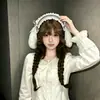 Diadema de encaje estilo tecla de piano retro Lolita, juguetona y linda, con orejas de conejo colgantes, un accesorio para el cabello para niñas, una diadema femenina