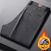 Calça masculina de veludo cotelê para outono e inverno com LOGO personalizado, forrada com fleece e espessa, cintura alta, corte solto, perna reta, calça casual de veludo cotelê