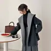 Nueva Colección Otoño/Invierno 2026: Abrigo de lana de doble cara, corte relajado, con capucha, estilo coreano, talla grande, de longitud media para mujer