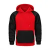 Moletom com Capuz Bloco de Cores Outono/Inverno Novo Estilo com Lã, Conjunto de Roupa Esportiva Casual Masculina Loose Tamanho Grande Estilo Europeu e Americano