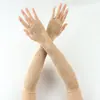 Guantes de sol elásticos de malla estilo Shakira de manga larga sin dedos, guantes sin dedos multicolor para el escenario para la Copa del Mundo