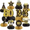 Decoração de Festa de Aniversário de Luxo Preto e Dourado para Adultos, Enfeites e Suprimentos de Favo de Mel, Presentes de Mesa para Festa de Aniversário