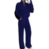 Conjunto de Moletom com Zíper Meia-Gola Casual Patchwork e Calça Jogger Feminino Europeu e Americano 2026 para Sites Independentes da Amazon