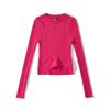 Atacado transfronteiriço estilo europeu e americano moda primavera 2025 suéter pulôver de gola redonda curta com textura tridimensional feminino Z222758