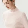 Suéter de Cachemir de Color Sólido con Cuello Medio Alto Estilo Minimalista Modelo Básico para Mujer Tejido de Lana Estilo Nuevo Manga Larga Suéter de Tacto de Alta Gama
