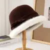 Atacado 25 Anos Outono e Inverno Novo Estilo Japonês Borda Crua Festival das Borboletas Chapéu Bucket de Pescador para Mulheres com Lã, Quente e Emagrecedor