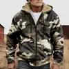 Chaqueta de Algodón para Hombre de Invierno Europea y Americana, Forro Cálido de Felpa, con Capucha, con Bolsillos, de Manga Larga, Estampado Digital 3D, Moda Urbana