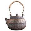 Tetera de cerámica antigua de tamaño pequeño con baño de oro y esmaltado en hierro, hecha a mano, de estilo rústico, de Kung Fu, de una sola olla.