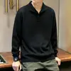 Suéter de Manga Longa Estilo Old Money Yingao para Homens, Caimento Solto, Cor Sólida Nova, Jovem, Tricô Texturizado Outono e Inverno