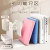 Soporte para Libros con Portalápices, Estantería Integrada, Estante de Almacenamiento de Libros para Escritorio, Soporte para Libros, Soporte de Libros, Estante de Almacenamiento, Soporte de Libros de Metal