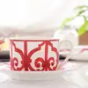 Placa de Jantar Ocidental Cerâmica Vermelha Chinesa Fresca Moderna Europeia Simples Transfronteiriça Ornatos para Bife Porcelana Osso Conjunto de Decoração de Louça