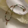 Collar con Cadena para Clavícula y Colgante de Pez de Cuentas Coloridas Dopamina Diseño Francés Retro Pulsante de Neón