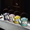 Bule de Cerâmica Colorido com Alça das Dinastias Tang e Song, Bule para Preparo de Chá Doméstico, Bule Estilo Palácio, Bule de Água Fria de Alta Qualidade, Bule para Ferver Água, Bule de Porcelana