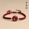 Pulseira de fivela de segurança de cinnábrio de ouro roxo de minério bruto pulseira trançada de corda vermelha para casal masculino e feminino