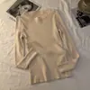 Camada base outono inverno novo top gola redonda roupa íntima suéter de tricô feminino slim manga longa suéter estiloso