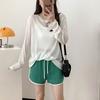 Camisa Casual de Cor Pura Proteção Solar Feminina Manga Longa Fina Verão 2024 Nova Floco de Neve Algodão Solta Gola Redonda Base Tendência
