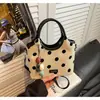 Bolso Cubo de Gran Capacidad con Lunares para Mujer 2026 Verano Nuevo Estilo Coreano Bolso de Mano de Nicho Bolso Cruzado Bolso de Viaje