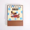 Nuevo Calendario de Escritorio Mini de Dibujos Animados 2027 con Patrones de Animales Lindos, Base Colorida, Bloc de Notas de Escritorio con Espiral, Decoración