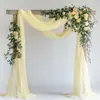Tela de Fondo para Arco de Boda Tul de Belleza Cortina de Gasa Plisada Decoración de Boda en el Césped Fiesta al Aire Libre