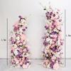 Arreglo floral artificial de alto nivel con flores rosas para bodas, arco de luna para bodas, flores para bodas