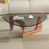 Mesa de centro de vidro, móvel para sala de estar, adequado para apartamentos pequenos, design moderno e minimalista, estilo de luxo leve, design nórdico, mesa de centro criativa e moderna