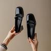 Primavera y Verano Nuevo Estilo Francés Retro Diseño Nicho Zapatos Mary Jane de Tacón Alto con Punta Cuadrada a la Moda para Mujer