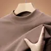 Novedad Otoño/Invierno 2026 Camiseta Térmica de Manga Larga para Hombre de Edad Media y Joven, Cuello Redondo Medio Alto, Terciopelo Alemán, Forro Polar de Doble Cara, Cálida