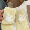Flocking Bear Dot Yarn Meias Meias de Comprimento Médio Femininas Meias de Algodão da Moda Primavera e Outono Estilo Japonês Meias de Desenho Animado Bonito