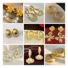 Novos brincos de metal com folhas e flores de rosas, elegantes, estilo barroco médio, vintage, brincos de pérola alienígena para mulheres