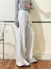 Calça de moletom cinza com forro de fleece para outono, calça casual e relaxada de perna larga, calça de moletom versátil casual de perna reta slim, que alonga as pernas