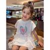 Vestido Camiseta de Algodón de Verano para Niña 2026 Vestido de Princesa de Dibujos Animados para Bebé Ropa de Verano Vestido Estilo Coreano para Niña Pequeña