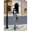 2026 Suéter de Punto con Cuello de Cable Estilo Retro Hongkonés 2026 Bodycon Delgado Moda Vestido de Punto para Mujer Otoño e Invierno
