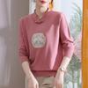 Mãe no início do outono fino estilo nacional top de meia-idade das mulheres moda nova camisola de meia-idade para mulheres