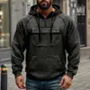 2026 Nueva Sudadera con Capucha Casual de Retazos de Color Sólido Cálida de Otoño e Invierno Transfronteriza con Múltiples Bolsillos y Cordón