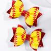 Esportes Transfronteiriços Beisebol Impressão Hairpin Red Football Print Glitter Side Clip Ribbon Bow Alligator Clip