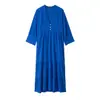 Vestido de Verano para Mujer Azul con Cuello en V de Longitud Media Estilo Europeo y Americano 2026 26344