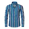 Camisa de hombre transfronteriza súper elástica talla grande, camisa de manga larga a rayas estampadas de negocios casual de alta gama para hombre